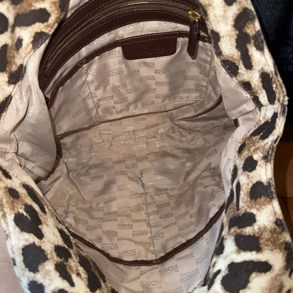 Michael Kors Leopard Print Tote with Brown Straps - Picture 4 of 9